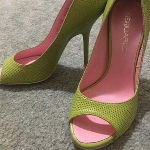 DSquared Size 4 or 5 Heels NEON Bright Green